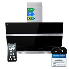 Hotte aspirante cuisine 80cm Hotte Murale Inclinées acier inoxydable verre noir