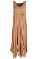MES DEMOISELLES TAN COTTON MAXI DRESS FR 38 UK 10