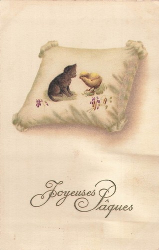 Illustree paques coussin - cp,