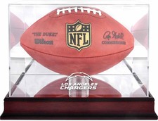 Los Angeles Chargers Mahogany Football Team Logo Display Case w/Mirror Back