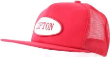 Lipton Ice Tea Bag Patch USA Vtg Trucker Straight Mesh Red Cap Snapback Hat OSFA