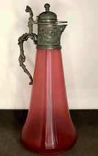 Antique Crystal And Pewter Ewer.
