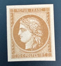 France 1850 - Cérès 10cts Bistre, cote 3000€ - Yvert n°1 ( Faux )