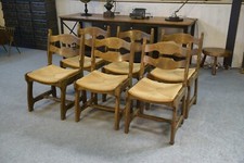 Set of 6 Solid Oak Chairs in the Taste of Guillerme et Chambron