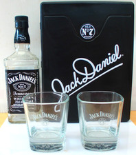 Boîte métal - WHISKY JACK DANIEL'S 2 VERRES + BOUTEILLE VIDE
