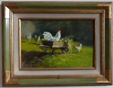 Huile Tableau Coq Poules Basse