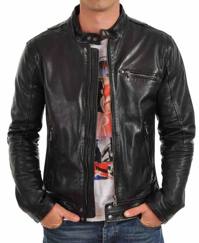 Manteau fin veste - motard, en