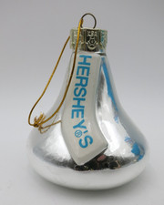 VINTAGE KURT ADLER LARGE SILVER HERSHEY'S KISS CHRISTMAS ORNAMENT