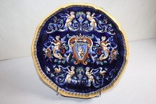 Gien earthenware cup melon pot, Italian Renaissance decor blue background