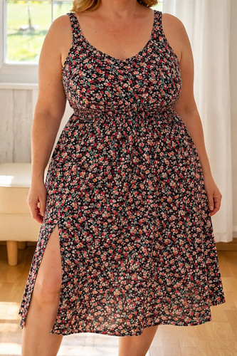 Robe fleurie bretelles - -,