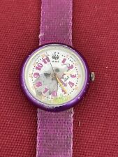 Montre Flik Flak WWF Violette Éléphant Vintage Rare Fonctionne