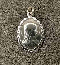 Antique 925 Solid Silver Religious Medal Pendant.