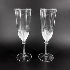 Pair JG Durand Cristal d’Arques Florence French Tulip Champagne Flutes - Frosted