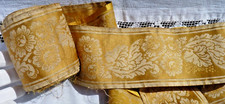 OLD YELLOW DAMASK SILK RIBBON 19th century 5m19 long