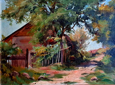 Ancien TABLEAU H/C  "Chemin à