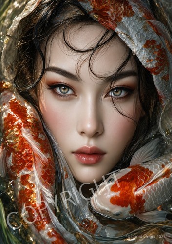 Photo geisha carpes koï - photo,