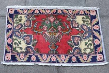 Vintage Main Fabriqué Traditionnel Tapis Oriental Laine Rouge Vert Bleu Petit