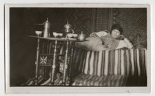 anonymous photo 1930 Fatma in Algiers - carpet hanging tea time - Algeria