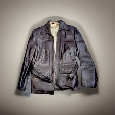 Vtg 1930s 1940s Sportclad Pony Horsehide Aviator Motorcycle Jacket Brown Work