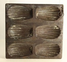 = 19th C. French Madeleines (Traditional Cakes) Baking Tin Mold Tray w. 6 Nests