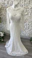 PRONOVIAS White One Long Sleeve Wedding Dress Jianna Size 12