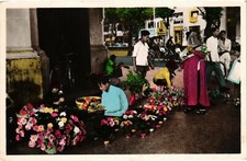 Old postcard AK VIETNAM INDOCHINA Saigon Artificial Flower Merchant (957191)