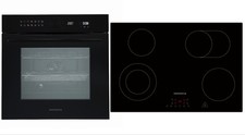 Four Cuisinière Cuisson Noir 77cm Vitrocéramique Kit Autonome Pyrolyse respekta