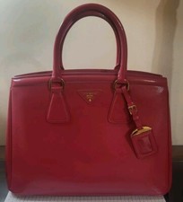 Prada Watermelon Pink Saffiano Vernice Parabole Lux Patent Leather Handbag COA