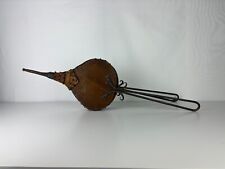 Beautiful Wooden and Leather Bellows with Wrought Iron Handles, Vintage Fireplace