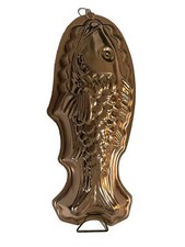 Vintage Copper Fish Cake Mold Jello Mousse 12” Mold Gelatin Wall Hanging Art