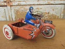 SFA PARIS FRANCE MOTO AVEC SIDE-CAR EN TOLE JOUET ANCIEN TOY