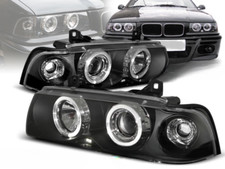 Paire Feux Phares BMW serie 3 E36 Berline 90-99 angel eyes noir
