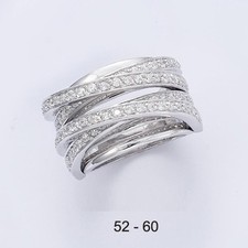 Dolly-Bijoux Grosse Bague Rhodié 52-60 Multirail Entrelaçé Diamant Cz Argent 925