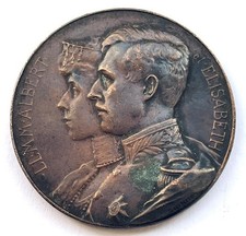 KING ALBERT & QUEEN ELISABETH 1914 BRONZE MEDAL BELGIUM