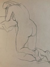 Beau Dessin 1900 Crayon Femme