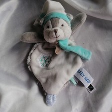 Doudou chien Husky, blanc, gris, bleu, luminescent, attache tétine, Baby nat