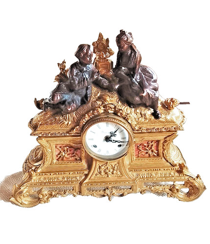 Pendule bronze doree style - pendule, de