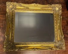 Miroir ancien Louis XVI – bois doré sculpté, glace biseautée, XIXème, 34x34 cm