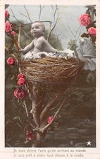 CPA - Photo d'art, bébé dans un nid