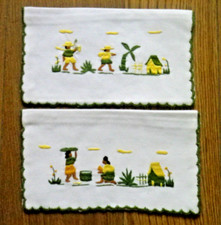 Lot de 2 porte serviettes asiatiques en lin Broderies fait main