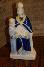 Statuette Sainte Annne et la Vierge couronnée céramique DESVRES signé Rita XXe