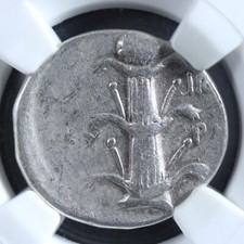 Kyrene Kyrenaika AR Didrachm c. -300 to -282/-275 NGC VF Zeus Silphion plant