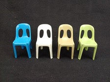 Lot 4 chaises miniatures mini STAMP ref 400 1970 vintage plastique pop Massonnet