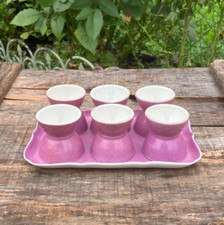 Coquetiers + Plateau - Porcelaine de Limoges, Shabby