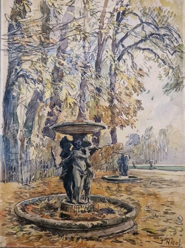 Belle aquarelle peinture - aquarelle, parc