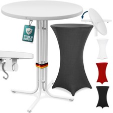 Table haute blanche pliable avec housse mange debout 110 cm bar bistrot jardin