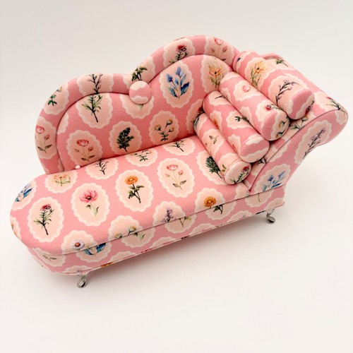 Pink floral chaise lounge - pink, sofa