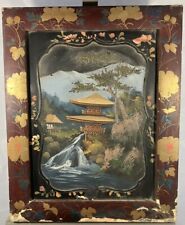 Antique Oil On Panel Japan 19th Century Waterfall Decor Japanese Zen Temple