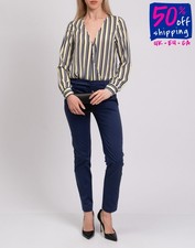 RRP €149 LIU JO Satin Bodysuit IT40 US4 UK8 S Long Sleeves V-Neck Made in Italy