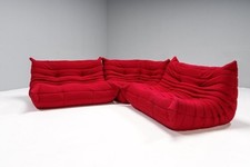 Togo Modular Sofa Sectional by Michel Ducaroy for Ligne Roset in Red, Set of 3